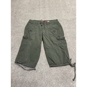 Y2K Grunge parachute Unionbay Olive Cargo Capris Sz 5 Utility Military Low Rise